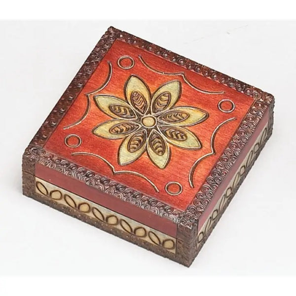 Carved wood box handmade from seasoned Linden wood by artisans in the Tatra Mountain region of Poland, available at Cerulean Arts.