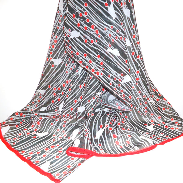 Black & Red Birds Scarf