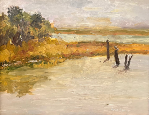 Birds at Rest, oil on canvas landscape painting by Cerulean Arts Collective member Celia Abrams