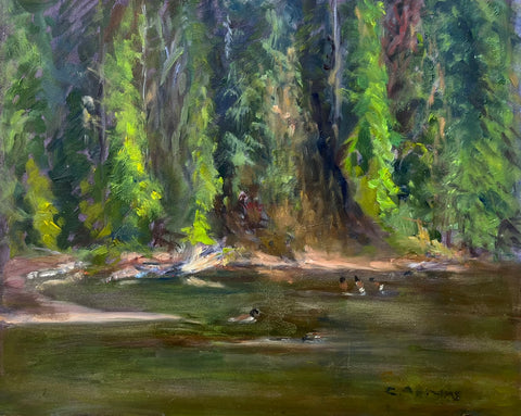 Ducks' Haven, oil on canvas landscape painting by Cerulean Arts Collective member Celia Abrams