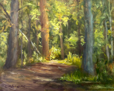 Gifts of the Woods in Easton, oil on panel landscape painting by Cerulean Arts Collective member Celia Abrams
