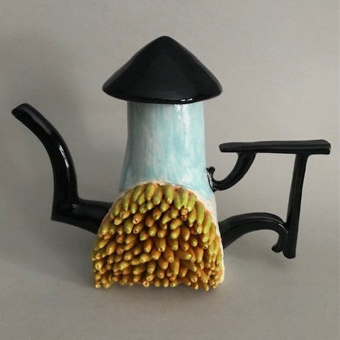 Teapot #12, ceramic sculpture by artist George Apotsos. Included in the exhibition, REUNION (Once Upon a Time in Philadelphia), at Cerulean Arts February 26 - March 24, 2025.