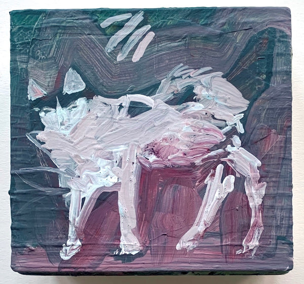 Kitten, acrylic on wood and deconstructed cigar box painting by Philadelphia artist Philippa Beardsley, available at Cerulean Arts. 