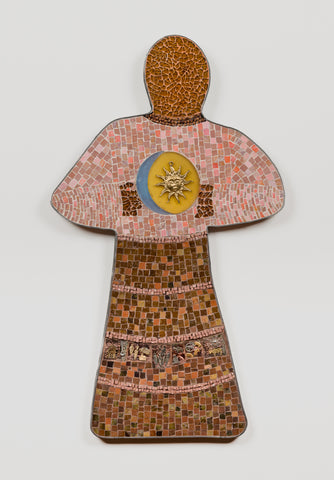 Milagros: Woman of Faith - Sustenance, mixed media mosaic by Cerulean Arts Collective member Barbara Bix.
