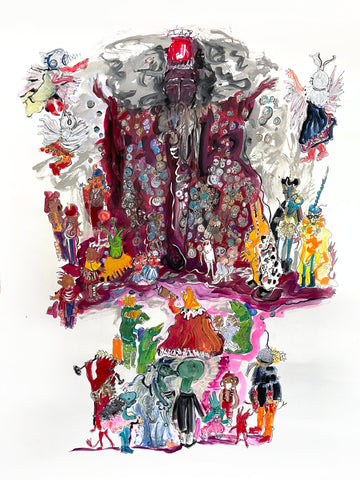 Ascension of the Tale (A Trip to Coney Island), mixed media on canvas painting by Cerulean Arts Collective Member Lydia Hamilton Brown