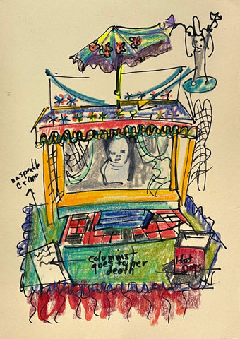 Sketches for the Theatre #1, mixed media on paper painting by Cerulean Arts Collective Member Lydia Hamilton Brown