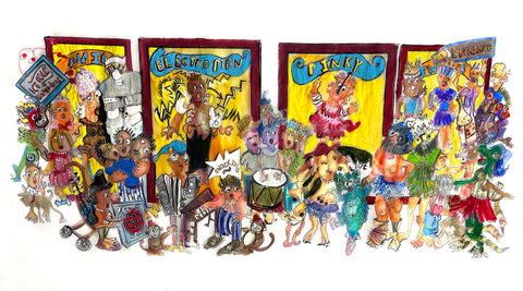 Songs, Reflections, and Recitations, mixed media on paper painting by Cerulean Arts Collective Member Lydia Hamilton Brown