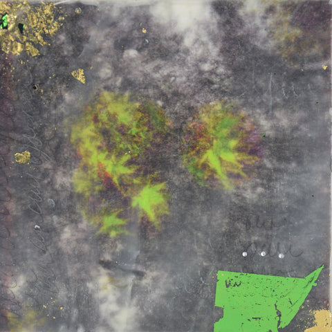 Emergence, encaustic, mixed media and metallic foil on birch panel painting by Cerulean Arts Collective member Damini Celebre