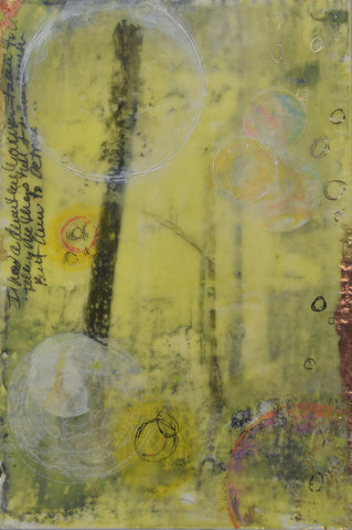 Forrest, encaustic and mixed media on birch panel painting by Cerulean Arts Collective member Damini Celebre