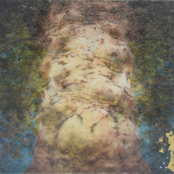 Kukunochi, encaustic, mixed media and metallic foil on birch panel painting by Cerulean Arts Collective member Damini Celebre.