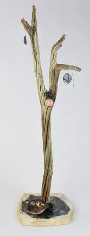 Memory, ceramic, wood and encaustic with gold leaf sculpture by Cerulean Arts Collective member Damini Celebre