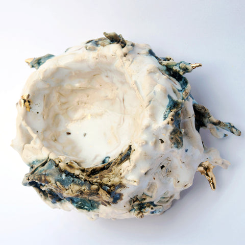 Nest, ceramic with gold leaf sculpture by Cerulean Arts Collective member Damini Celebre