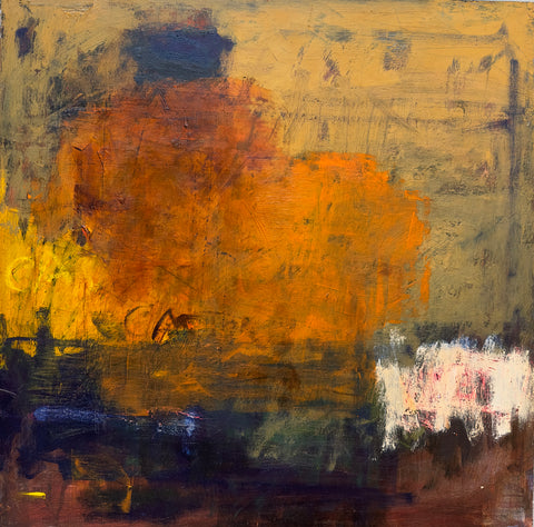 Columbus Avenue - 18, oil on paper mounted on Masonite panel painting by Cerulean Arts Collective Member Mashiul Chowdhury.