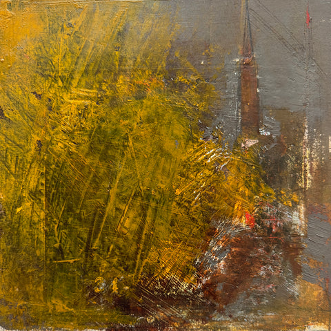 Manayunk - 104, oil on paper mounted on Masonite panel painting by Cerulean Arts Collective Member Mashiul Chowdhury