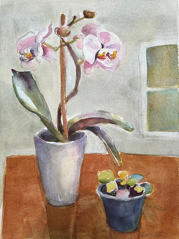 Each Beauty, watercolor on paper still life painting by Cerulean Arts Collective Member Cathleen Cohen