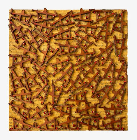 Action Action, sheet music, piano parts, acrylic sculpture by Cerulean Collective Member Carol Cole