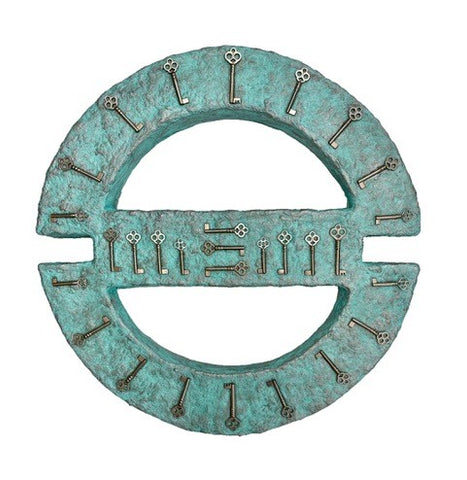 Negative, handmade paper and pulp on foam board, keys &amp; acrylic paint sculpture by Cerulean Collective Member Carol Cole