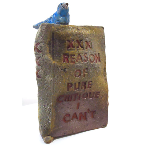 Kantian Dilemma, wood fired clay with glazes sculpture by Matthew Courtney available at Cerulean Arts. Included in the exhibition Fine Feathered Friends at Cerulean Arts March 26 - April 20, 2025.