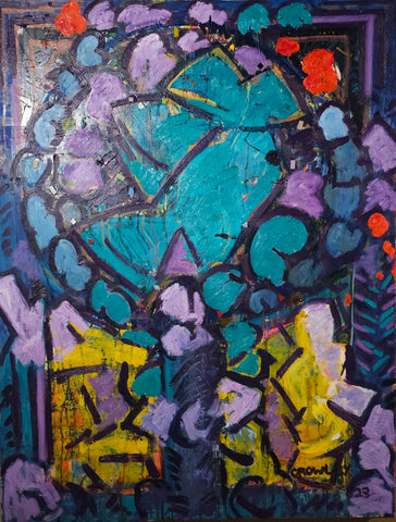 Blue Velvet, mixed media on panel painting by Cerulean Arts Collective Member Dan Crowley