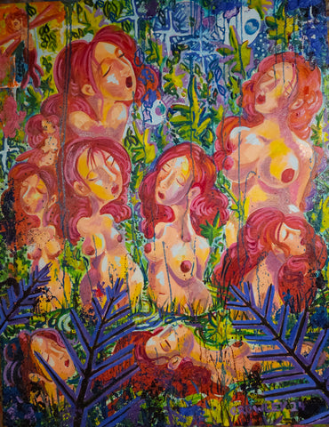Calypso and the Nymphs, oil on canvas painting by Cerulean Arts Collective Member Dan Crowley