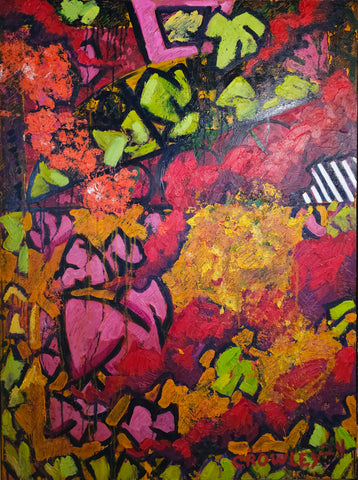 Keystone, mixed media on panel painting by Cerulean Arts Collective Member Dan Crowley