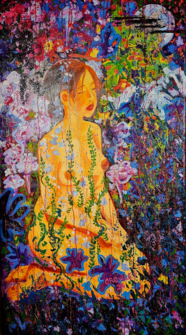 Midnight in the Garden with Eve, oil on canvas painting by Cerulean Arts Collective Member Dan Crowley