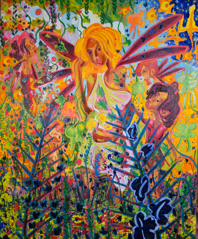 Pixie Gardens, oil on canvas painting by Cerulean Arts Collective Member Dan Crowley
