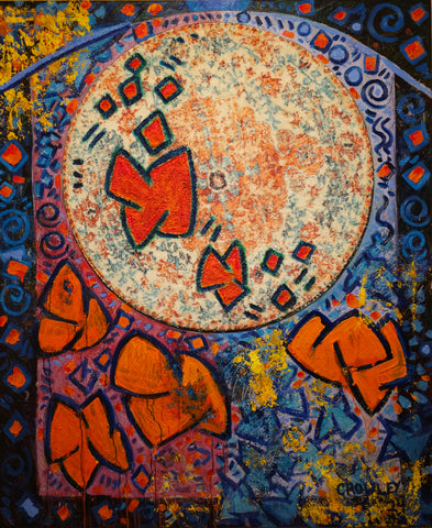 Sapphire Falls, mixed media on canvas painting by Cerulean Arts Collective Member Dan Crowley.