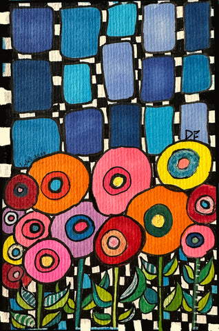 365_1_2025, alcohol markers on paper painting by Cerulean Arts Collective Member Dora Ficher