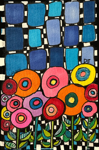 365_1_2025, alcohol markers on paper painting by Cerulean Arts Collective Member Dora Ficher