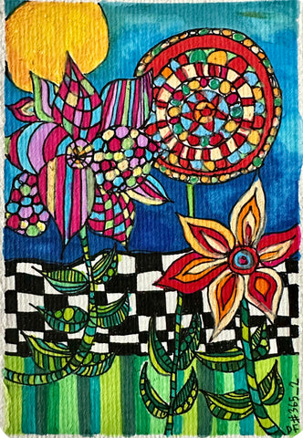 365_2_2025, blue ink pen on paper painting by Cerulean Arts Collective Member Dora Ficher