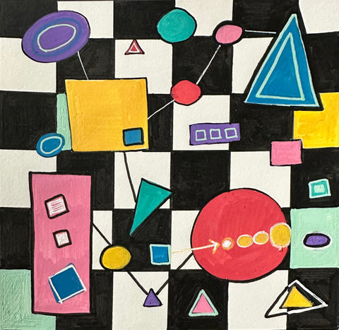 Shapes in Color, acrylic on paper painting by Cerulean Arts Collective Member Dora Ficher