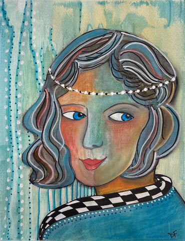 The 20s, the 1920s, acrylic and acrylic marker on paper painting by Cerulean Arts Collective Member Dora Ficher