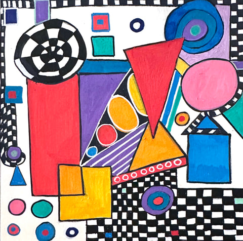 The Red Triangle, acrylic on paper painting by Cerulean Arts Collective Member Dora Ficher