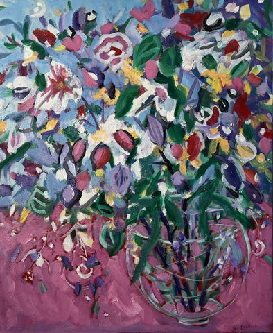 Gift, oil on board painting by Cerulean Arts Collective Member Ruth Formica.