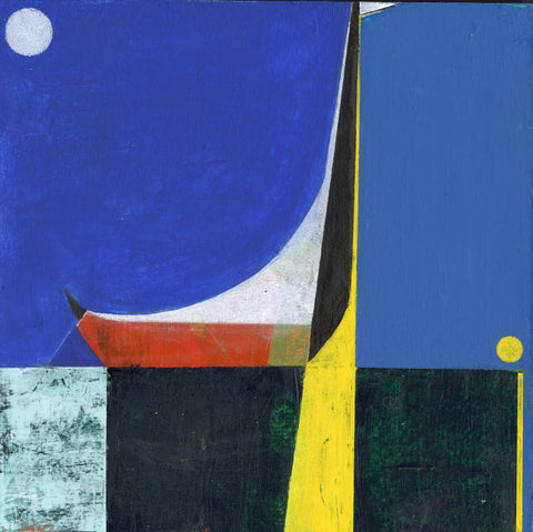 Black Swan at the Edge of the World, acrylic on matboard on panel painting by Philadelphia artist Michael Gallagher. Included in the exhibition&nbsp;Fine Feathered Friends at Cerulean Arts March 26 - April 20, 2025.