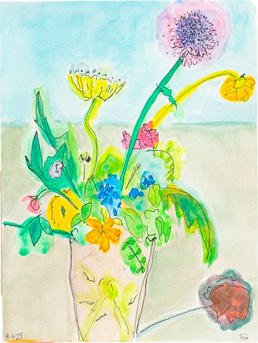 Casting a Shadow, India ink and gouache painting by Cerulean Arts Collective Member Fran Gallun.