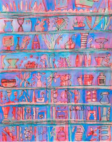 Collection of the Artist I, pastel, acrylic and India ink painting by Cerulean Arts Collective Member Fran Gallun.