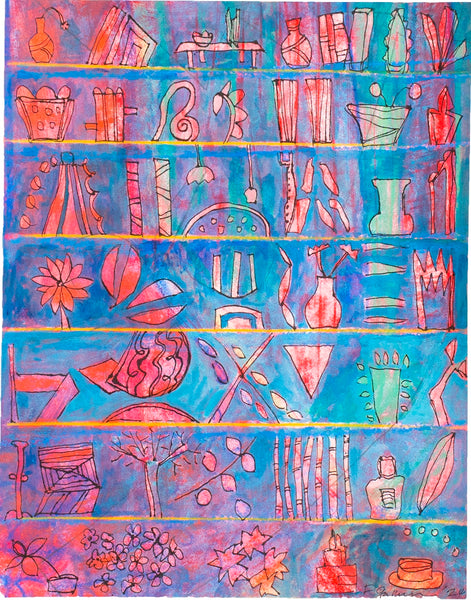 Collection of the Artist II, pastel, acrylic and India ink painting by Cerulean Arts Collective Member Fran Gallun. 