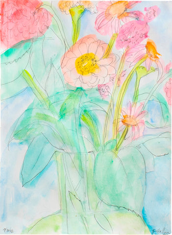 Soft Bouquet, pencil and gouache painting by Cerulean Arts Collective Member Fran Gallun.