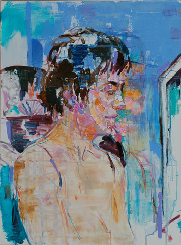 Study for a Blue Bather, oil on linen painting by Cerulean Arts Collective member Bruce Garrity