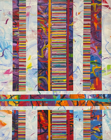 Aqua Line, acrylic on canvas mounted on clayboard painting by Cerulean Arts Collective member Mo Gerngross.