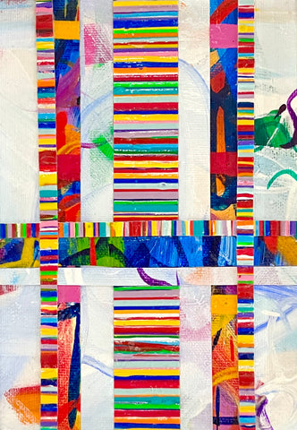 Center Stripes, acrylic on canvas mounted on clayboard painting by Cerulean Arts Collective member Mo Gerngross.