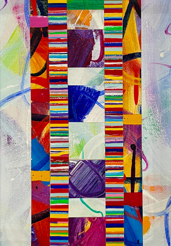 Rail Tracks 2, acrylic on canvas mounted on clayboard painting by Cerulean Arts Collective member Mo Gerngross.