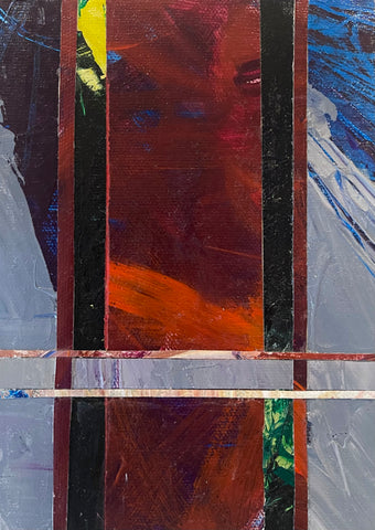 Red Corridor, acrylic on canvas mounted on clayboard painting by Cerulean Arts Collective member Mo Gerngross.