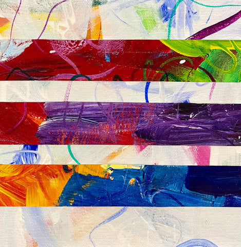 Tri-Color Purple Center, acrylic on canvas mounted on multimedia art board painting by Cerulean Arts Collective member Mo Gerngross.