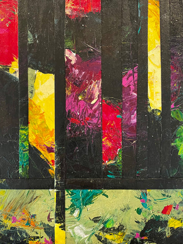 Vegetable Jail, acrylic on canvas mounted on clayboard painting by Cerulean Arts Collective member Mo Gerngross.