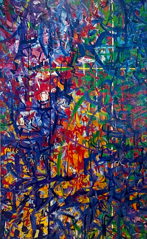 Waiting for Joe, acrylic on canvas painting by Cerulean Arts Collective member Mo Gerngross.