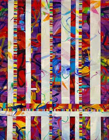 Woven, acrylic on canvas mounted on clayboard painting by Cerulean Arts Collective member Mo Gerngross.