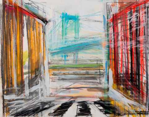 Emerging, charcoal, acrylic & pastel pencil on paper by Cerulean Arts Collective Member Fran Lightman Gibson.